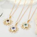 Gold Tone Sculpted Sun Realistic Eyeball Pendant Necklaces view 1