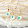Gold Tone White Cat Eye Heart and Round Jewelry Options view 1