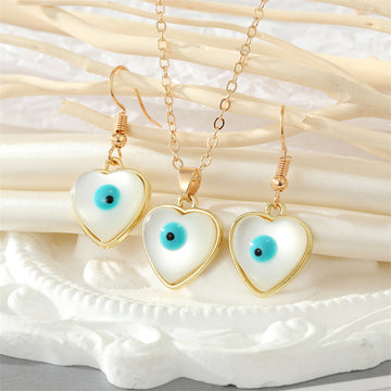 Gold Tone White Cat Eye Heart and Round Jewelry Options