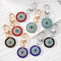 Gold and Silver Tone Rhinestone Round Evil Eye Clip Keychains view 1