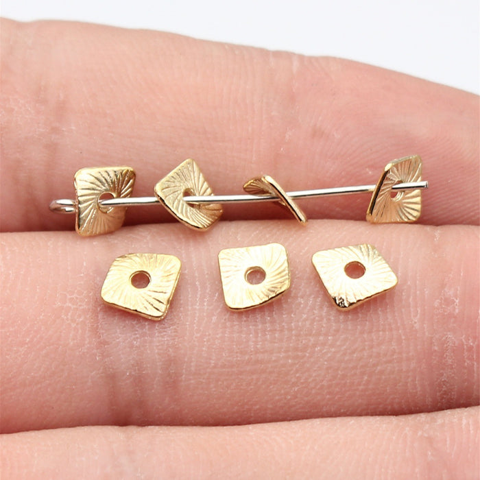 Three Finish Twisted Square Spacer Bead Metal Jewelry Making Component