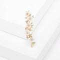 Pearl Blossom Branch Brooch with Five Flowers Decorative Metal Pin view 7