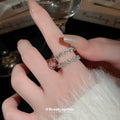 Silver Tone Pearl Like And Crystal Crossover Open Ring view 4