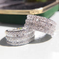 Silver Tone Multirow Baguette Stone Wide Band Ring view 3