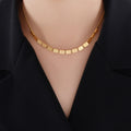 Gold Square LOVE Bead Choker Necklace With Snake Chain view 6
