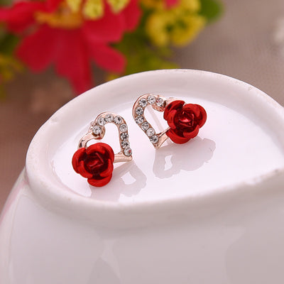 Primary supplied view of rose open-heart stud earrings
