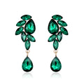 Green Black Green Leaf Drop Geometric Crystal Four Designs Metal Dangle Earrings view 1