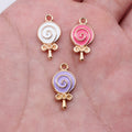 Gold Tone Swirl Lollipop Enamel Charms in Three Colors view 1