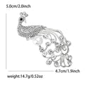 Pearl Tail Rhinestone Peacock Brooch in Gold and Silver view 7