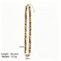 Brown Tiger Eye Look Bead Necklace With Oval Center Accent view 7