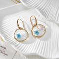 Gold Tone Moon and Butterfly Pressed Flower Huggie Earrings in Eight Designs view 10