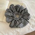 Black White Gingham Check Oversized Bow Hair Scrunchie view 6