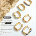 Gold Tone Enamel U Hoop Earrings Blue Pink Or Mint view 2