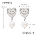 Heart Lips Enamel Drop Earrings With Pearl Dangle Charm view 8