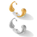 Hammered Dimple Teardrop Stud Earrings Gold Silver view 5