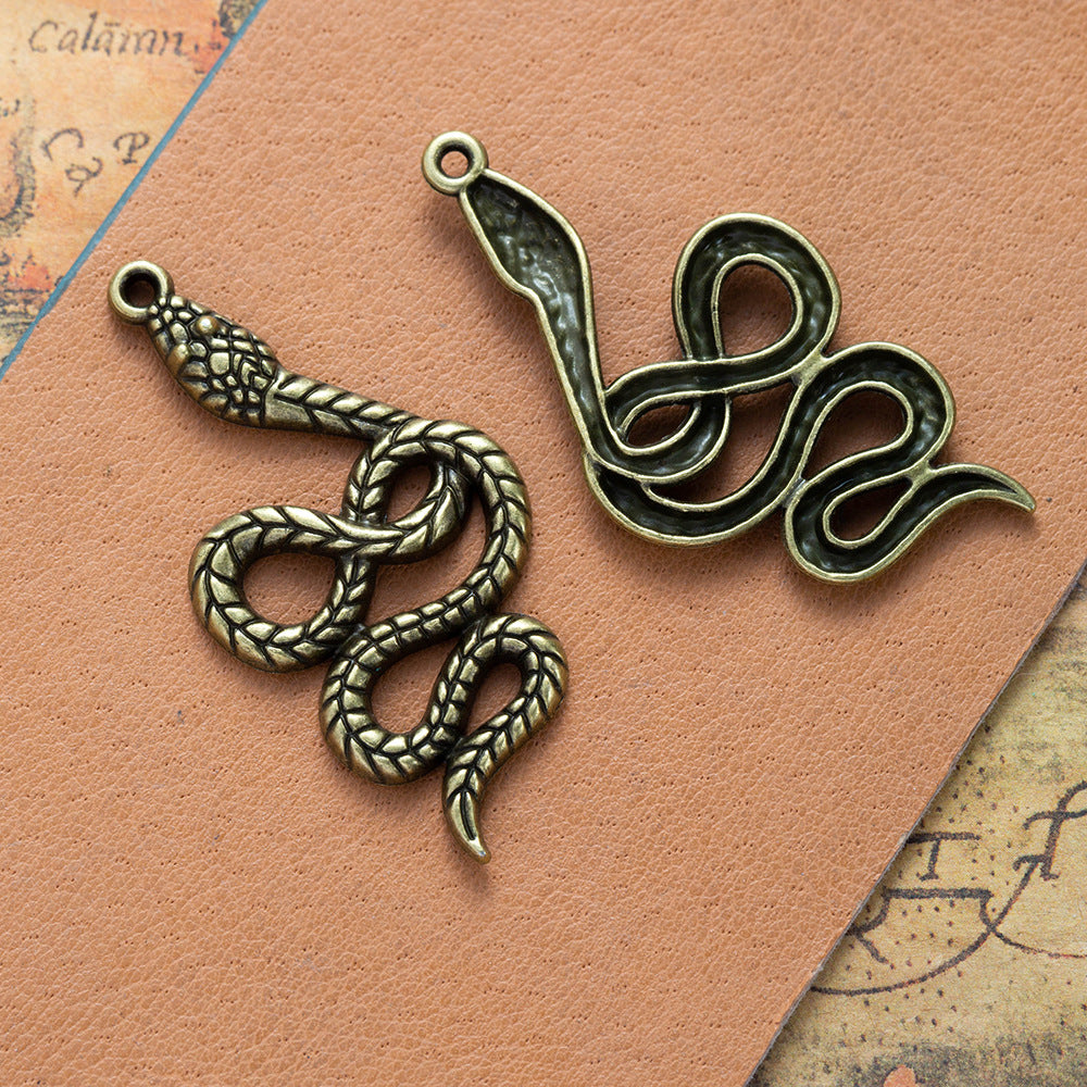 53x26mm Alloy Snake Charm Pendant for Punk Necklace DIY Jewelry