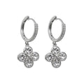 Gray Crystal Flower Charm Huggie Hoop Earrings Statement Jewelry Pair view 5