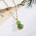 Green Jade-Look Gourd Bamboo Pendant Necklaces Gold Chain 5 Styles view 2