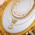 Gold Layering Necklaces Bracelet Butterfly Shell Bead Styles view 3