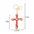 Cat Eye Rhinestone Cross Keychain Gold Clasp Red Pink Black view 5