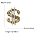 Dollar Sign Rhinestone Brooch in Gold or Silver Decorative Lapel Pin view 4