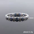 Silver Tone Blue Marquise CZ Thin Eternity Band Ring view 4