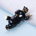Glossy Dancing Cow Brooch in Black or White Enamel view 2