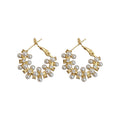 Clustered Faux Pearl Hoop Earrings With Gold Tone Hardware view 5