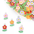 Enamel Flower Charms in Five Colors and Two Metal Tones view 1