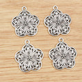 Openwork Floral Medallion Metal Charms with Silver Tone Finish view 4