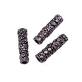 Antique Silver Floral Textured Cylinder Tube Spacer Bead view 4