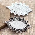 Rose Border Oval Cabochon Pendant Setting Jewelry Making Component view 5