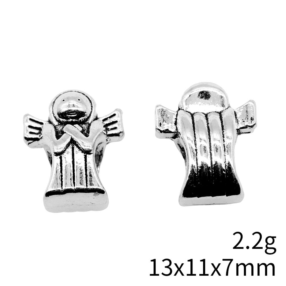 13x11x7mm 2.2g Antique Silver Zinc Alloy Guardian Angel Large Hole Beads for Bracelet Jewelry Making