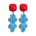 Red Square and Blue Grape Cluster Stud Earrings Jewelry Pair view 5
