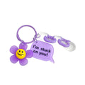 Smiley Daisy Charm Keychain With Speech Bubble Tag And Acrylic Chain view 5
