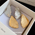 Silver Tone Textured Geometric Statement Earrings Jewelry view 2