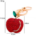 Rhinestone Apple Fruit Keychain Gold Tone Clasp Charm view 3