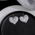 Silver Glitter Heart Acrylic Dangle Earrings Hook Pair view 2