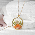 Round Dried Flower Resin Pendant Necklaces Gold Chain 9 Colors view 2