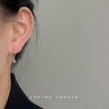 Gold-Tone Mini Huggie Hoop Cube Charm Drop Earrings Pair view 3