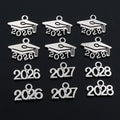 Graduation Cap and Year Number Charms in Silver Tone Metal view 4
