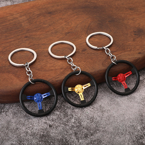 Racing Steering Wheel Zinc Alloy Keychain Car Accessory Gift