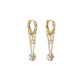 Gold Heart Huggie Hoop Earrings Crystal Ball Dual Chain view 5