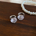 Round Crystal Huggie Earrings in Silver and Gold Tone view 6