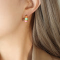 Multicolor Enamel Stripe C-Shaped Hoop Stud Earrings view 4