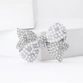 Crystal Bow Brooch with Pearl Loops in Rose Gold and Silver view 3