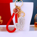 Offset Crystal Heart Keychains with Fortune Cords and Loose Loops view 3