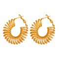 Hammered Spring Coil Hoop Earrings Gold and Steel Tone view 5