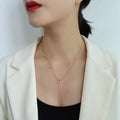 Love Letter Y Tassel Bar Pendant Necklace Rose Gold Steel view 6