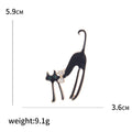 Enamel Long-Leg Cat Pair Brooch In White And Black view 5